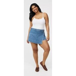 Torrid Denim Jean Wrap Skort Short Womens sz 22 Mid Rise Summer Vacation Travel